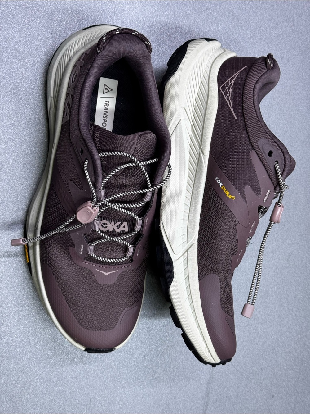 HOKA Transport Women’s Trail Shoes US 7B Mauve Vibram Cordura Worn Once - Picture 6 of 9